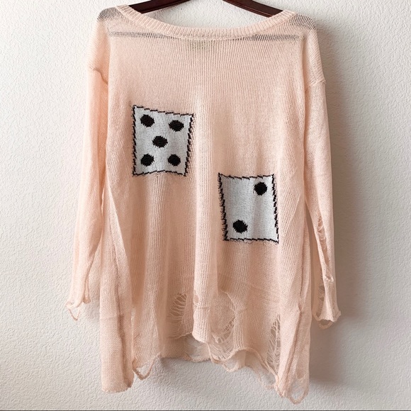 NWOT Dice knit distressed sweater - Picture 1 of 6